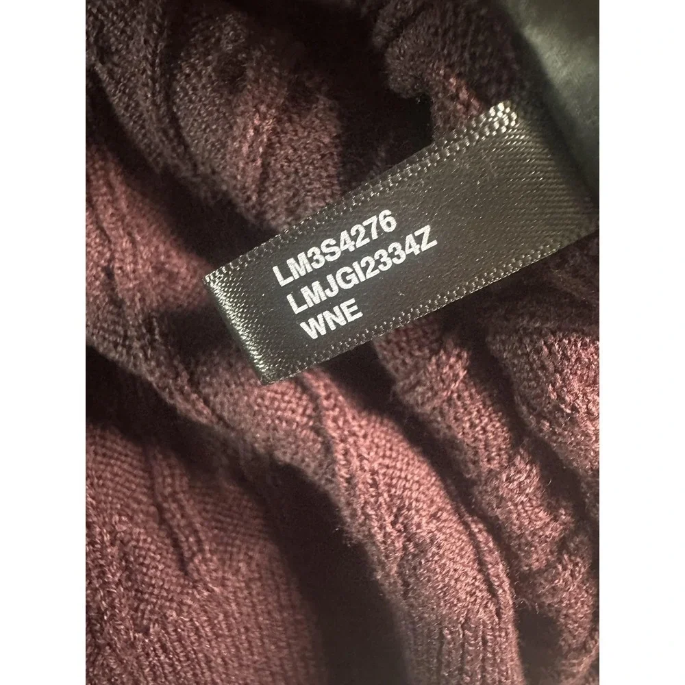 Karl Lagerfeld Paris Sweater Mens 2XL Wine‎ Burgundy Cable Knit Crewneck Ribbed